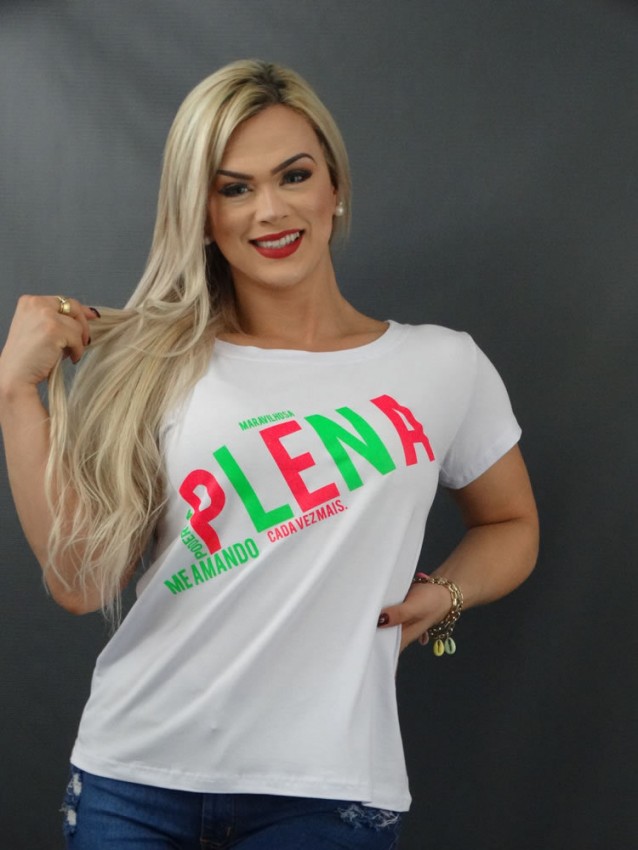Blusa Feminina T-shirt em Viscolycra Branco Plena [2112145]