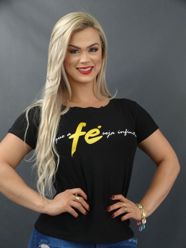 Blusa Feminina T-shirt em Viscolycra Preto Fe [2112137]