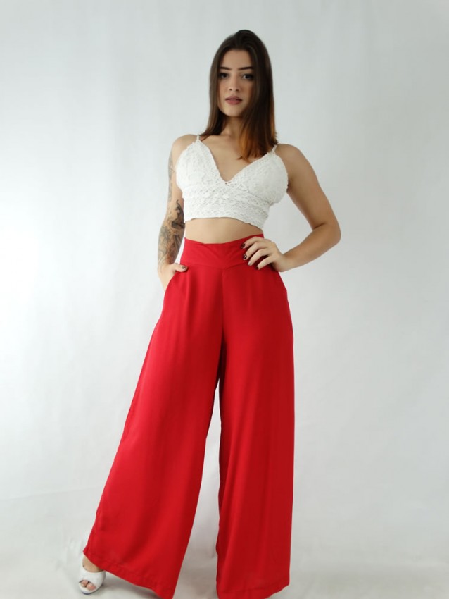 calça pantalona em viscose